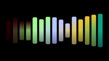 Siyah arkaplanda çeşitli renklerde soyut parlayan çubuklar.