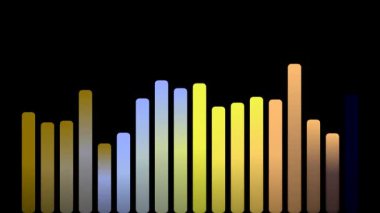 Siyah arkaplan grafiğinde renkli çubuklar.