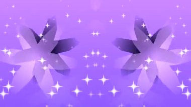 Mor arka planda parıldayan yıldızlarla canlandırılmış mor çiçekler.