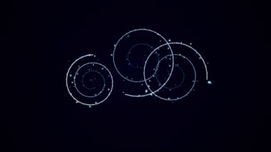 Siyah arkaplan üzerinde canlandırılmış beyaz daireler, soyut hareket grafikleri