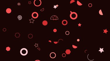 Koyu bir zemin üzerinde kırmızı ve beyaz soyut şekiller, görsel olarak çarpıcı bir desen oluşturur..