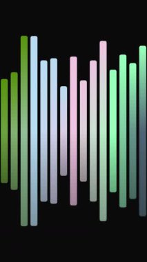 Siyah arkaplan üzerindeki renkli dikey çubukların canlandırılmış dizisi