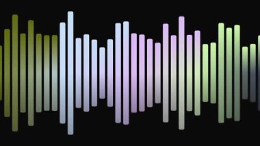 Siyah arkaplanda gradyan renkleri olan canlandırılmış ses dalgası çubukları