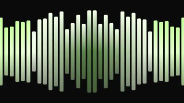 Siyah arkaplanda yeşil çubuklu ses dalgasının görsel temsili