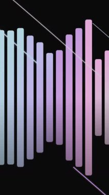 Siyah arkaplan üzerinde köşegen çizgileri olan animasyon renkli çubuklar