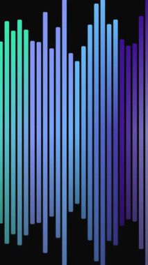 Siyah üzerine renkli çubuklarla canlandırılmış ses dalgası görselleştirmesi