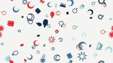 Farklı gök cisimleri ve işaretleri temsil eden çeşitli astroloji ve zodyak sembolleri beyaz bir yüzeye dağılmış..