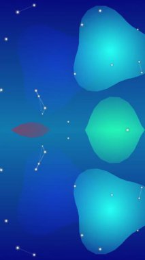 Yıldızlı bir gece gökyüzüne karşı hareketli şekiller dizisi