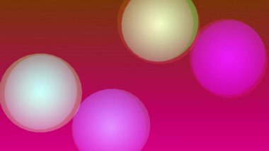Büyüleyici bir animasyonda pembe bir arka planda yüzen canlı küreler.