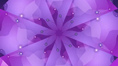 Soyut şekil ve noktalarla canlı mor çiçek desenli animasyon