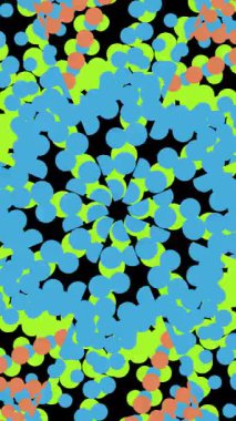 Renkli şekiller ve tasarımlar içeren dinamik soyut desenler