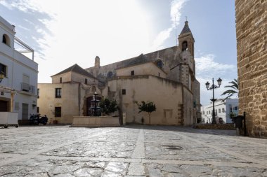 Eski ve güzel Katolik Kilisesi, Parroquia Nuestra Seora de la O, Agrupacion Parroquial Virgen de la Merceds, Rota, Cdiz, Endülüs, İspanya.