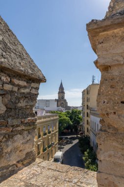 Muhteşem Gotik görünüşlü Rönesans dönemi kilisesi, Jerez de la Frontera 'daki Iglesia de San Miguel, Cdiz, Endülüs, İspanya.