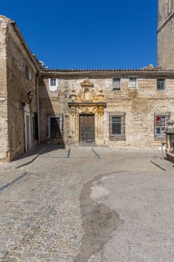 Çan kulesinin manzarası ve Jerez de la Frontera Katedrali 'nin inşası, Kutsal Kurtarıcımızın Kolej Kilisesi. Eski tarihi kasaba, Jerez de la Frontera, Cdiz ili, Endülüs, İspanya.