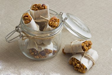 Granola bars in a jar clipart