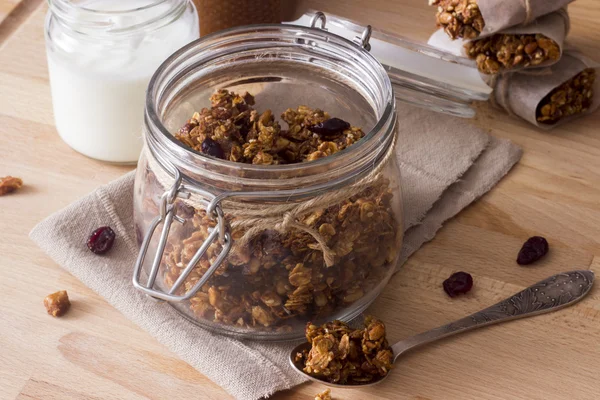 Granola in a jar — Stock Photo, Image