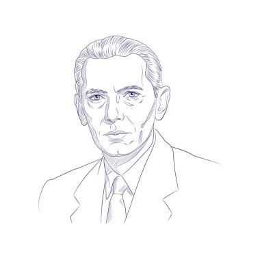 Pakistan 'ın kurucusu Muhammad Ali Jinnah Çizgi Sanat Portresi