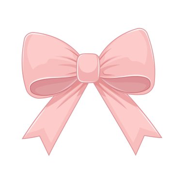 Şirin pembe hediye yayı. Beyazda izole edilmiş. Pembe kurdele. Vektör illüstrasyonu.