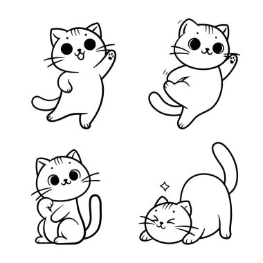 Özetlenmiş basit ve sevimli kedi çizimleri..