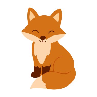 Tilki illüstrasyonu, beyaz üzerine izole