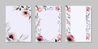 Çiçekli suluboya düğün kartı tasarımı