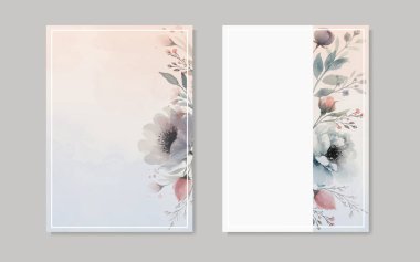 Çiçekli suluboya düğün kartı tasarımı