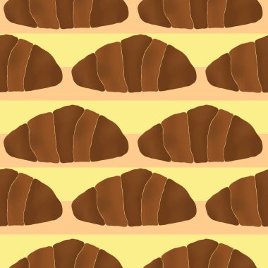 Sarı ve şeftali rengi arka plan desenli kruvasan ekmek baskı, kesim, el sanatları kupalar, çıkartmalar, şablonlar, ağ ya da örtü için idealdir..