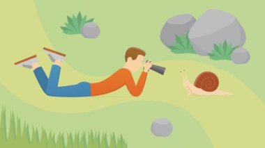 4K Döngülü Amatör Fotoğrafçı Ağaçta mavi yumurtaları olan bir karatavuk yuvasının fotoğraflarını çekiyor