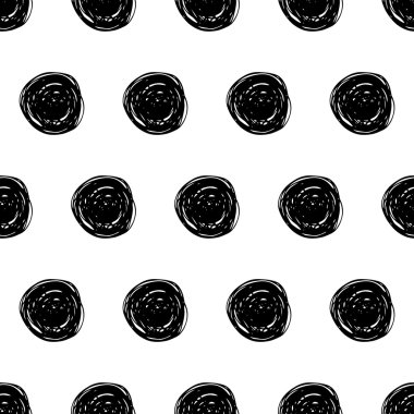 El Çizilmiş Mürekkep Polka Nokta Dikişsiz Desen