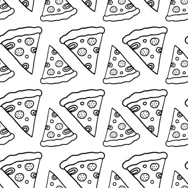 El Çizilmiş Mürekkep Pizza Dikişsiz Desen