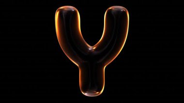 Pürüzsüz parlak harf Y Koyu arkaplanda ışığı yansıtan.