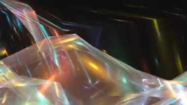 Dalgalı metal yüzeylerin karmaşık desenleri, parlak ışık ve renklerin yumuşak parıltılarıyla kusursuz bir şekilde harmanlanır..