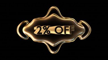 Siyah arkaplanda% 2 indirimli Altın İndirim rozeti
