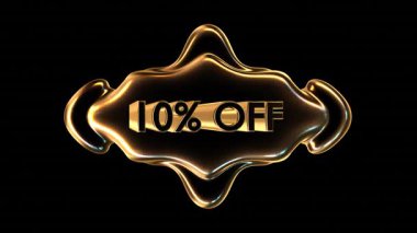 Zarif kıvrımlı kenarlı% 10 indirim gösteren altın indirim tabelası