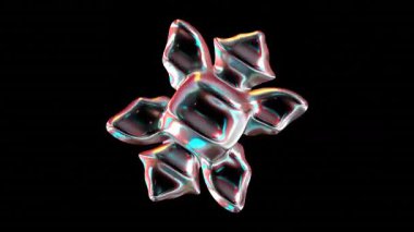 Siyah arkaplanda renkli soyut kristal şekil