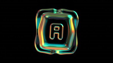 Yanardöner sıvı şekilli A harfi siyah arkaplana yansıyan ışığı sunar..