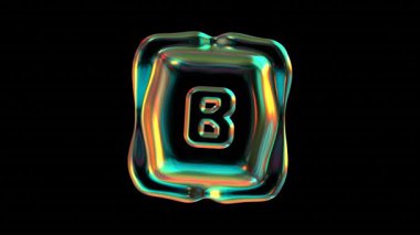 Yansıtıcı harf B dönüşümü, siyah arkaplanda yanardöner renkler.