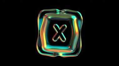 Yansıtıcı harf X dalgalanan kare şeklindeki ışığı yansıtıyor.