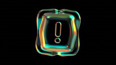 Sıvı ve düzensiz çerçeve içinde holografik renkler içeren ünlem işareti.