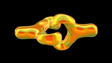 Akışkan metalik soyut nesne siyah arkaplana karşı birbirine dolanmış düğüm oluşturuyor.