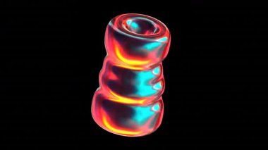 Siyaha karşı parlayan renkli soyut şekil