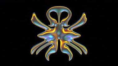 Siyah arkaplanda renkli soyut ahtapot tasarımı