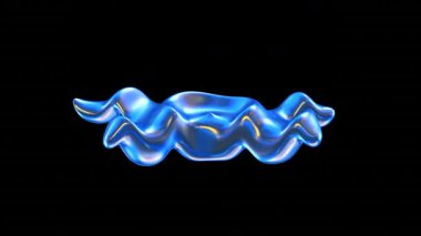 Siyah arkaplana karşı soyut mavi dalgalı şekil