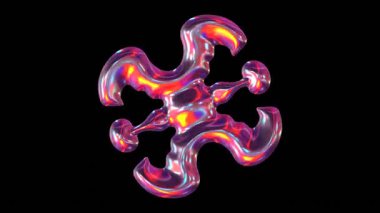 Parlak yüzeyi olan renkli soyut şekil