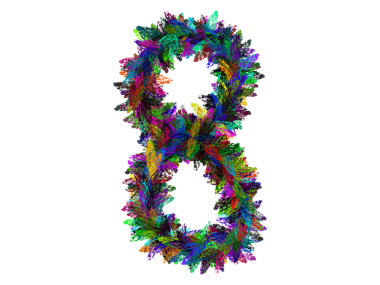 Renkli El Çizimi 8 Numara Şeffaf Arkaplanda İzole Edildi