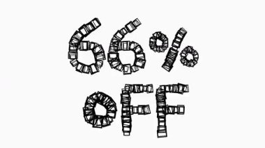 Satış ve İş Konsepti İçin Beyaz Arkaplanda Siyah% 66 Kapalı Animasyon