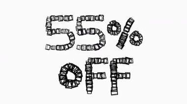 Satış ve İş Konsepti İçin Beyaz Arkaplanda Siyah% 55 indirimli Animasyon