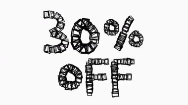 Satış ve İş Konsepti İçin Beyaz Arkaplanda Siyah% 30 indirimli Animasyon