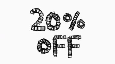 Satış ve İş Konsepti İçin Beyaz Arkaplanda Siyah% 20 indirimli Animasyon