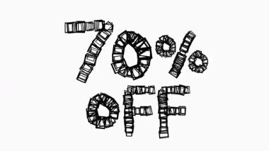 Satış ve İş Konsepti İçin Beyaz Arkaplanda Siyah% 70 Kapalı Animasyon